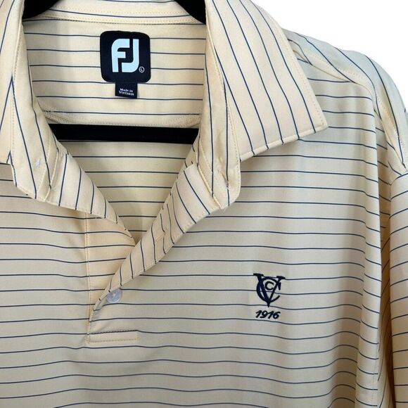 Foot Joy Yellow Striped Golf Polo Shirt Large - Picture 3 of 6